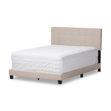 Baxton Studio Brookfield Modern Beige Upholstered Grid-tufting King Size Bed 131-7315